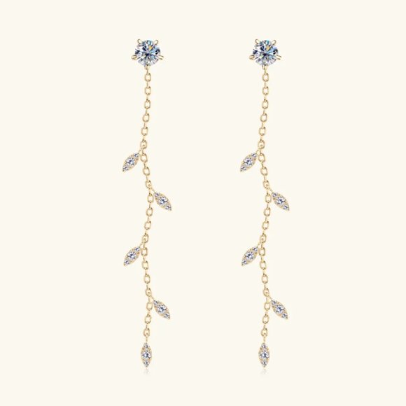 1.38 Carat Moissanite 925 Sterling Silver Leaf Earrings - Picture 2 of 9